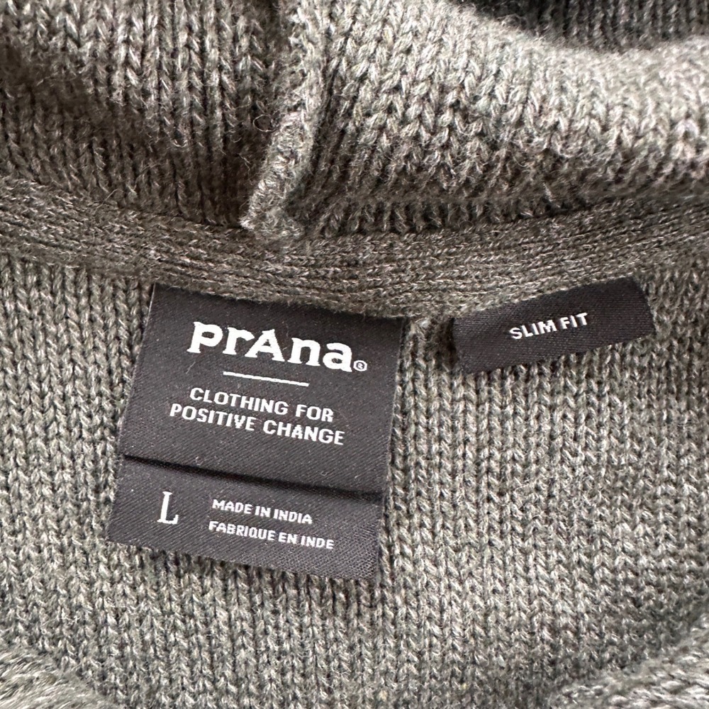 Prana Knit Hoodie Men Large Green Slim Fit 100% Organic Cotton Sweater 1964571 - Picture 6 of 8
